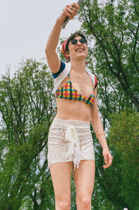 polyester polyamide elastane seersucker brassiere bikini top