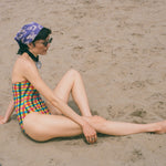 polyamide polyester elastane seersucker bandeau one piece swimsuit