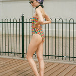 polyamide polyester elastane seersucker bandeau one piece swimsuit