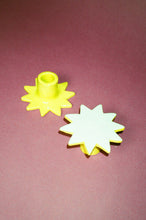 Load image into Gallery viewer, handmade star shaped glazed ceramic candleholders in yellow