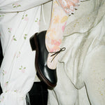 ballerina mary jane kitten heel in black leather