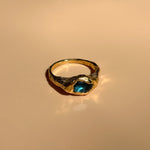 18k gold plated sterling silver topaz stone ring