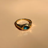 18k gold plated sterling silver topaz stone ring