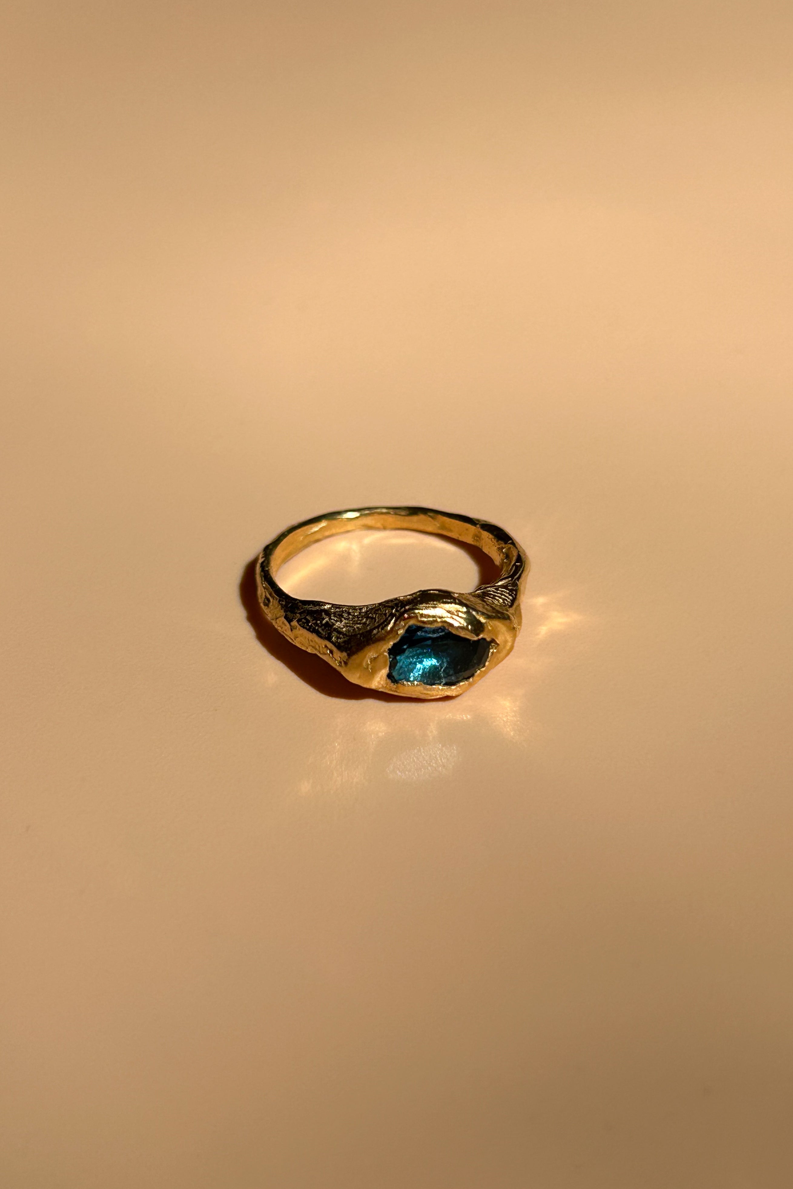 18k gold plated sterling silver topaz stone ring
