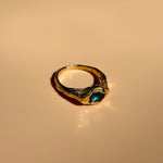18k gold plated sterling silver topaz stone ring