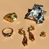 18k gold plated sterling silver topaz stone ring