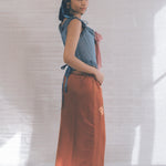 romantic blue silk opera corset with pink bow