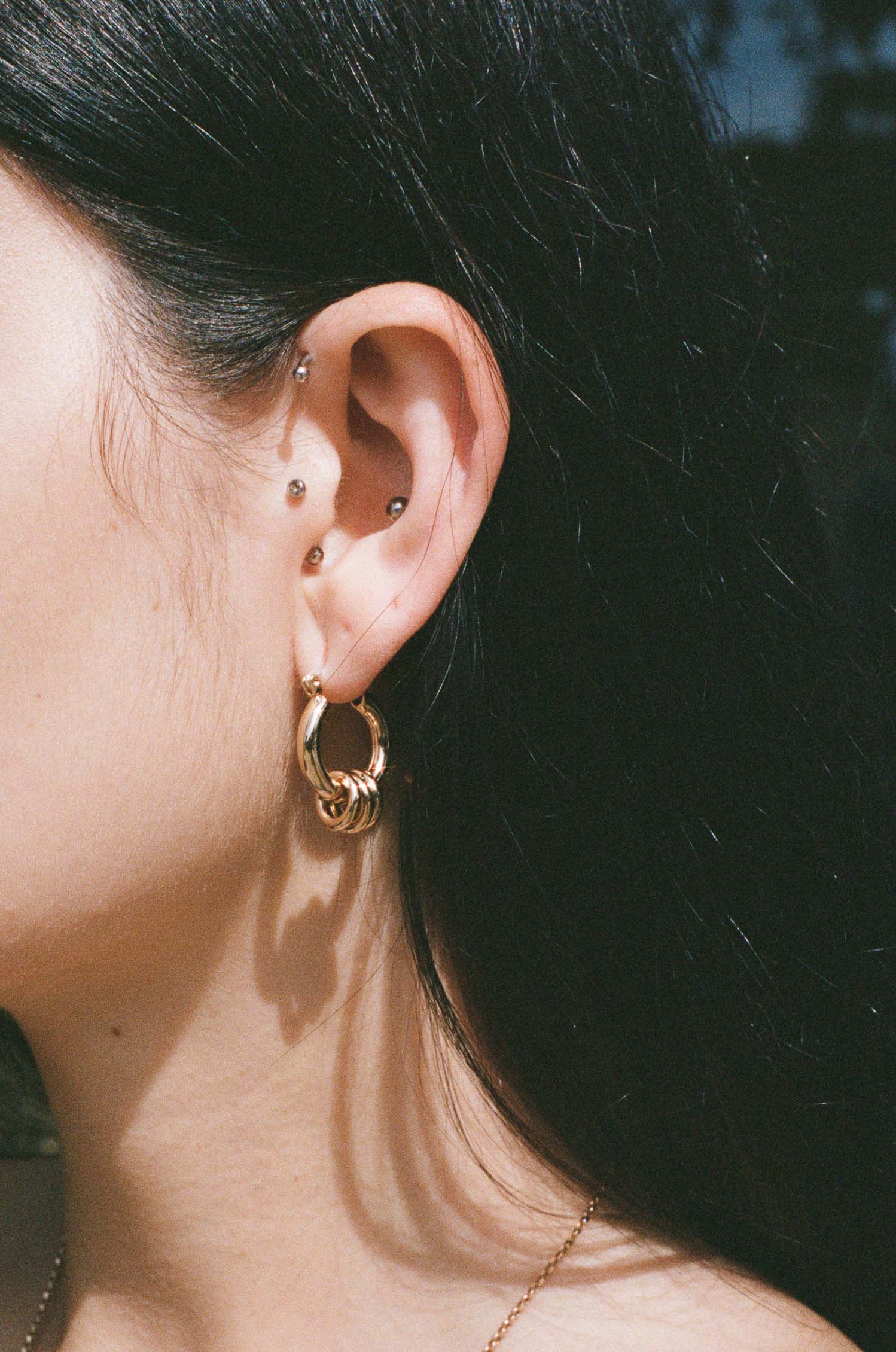 14k gold plated brass hollow hoop earrings