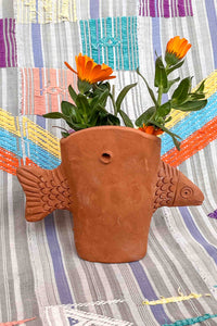 Oaxacan red clay fish head planter