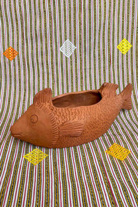 Oaxacan red clay wide fish scale planter