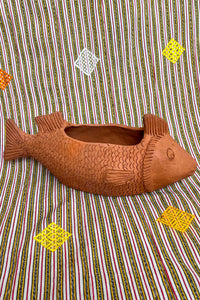 Oaxacan red clay wide fish scale planter