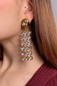 Glass crystal statement clip on earring