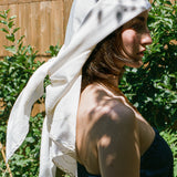 HAND EMBROIDERED FLOWER SCARF IN CREAM