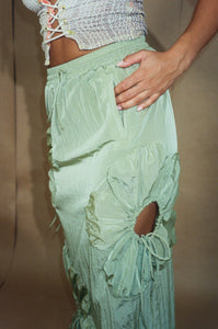mid length nylon flower skirt in sage