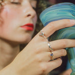 sterling silver band ring with amethyst and peridot