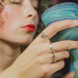 sterling silver band ring with amethyst and peridot