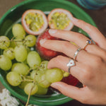 sterling silver band ring with amethyst and peridot