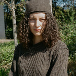 brown silver glitter lambswool fitted beanie