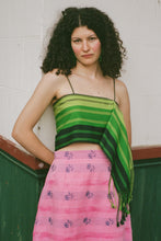 Load image into Gallery viewer, green fringe striped cotton spaghetti strap square top