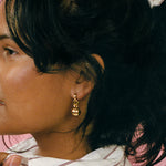 14k gold plated brass circular drop earrings