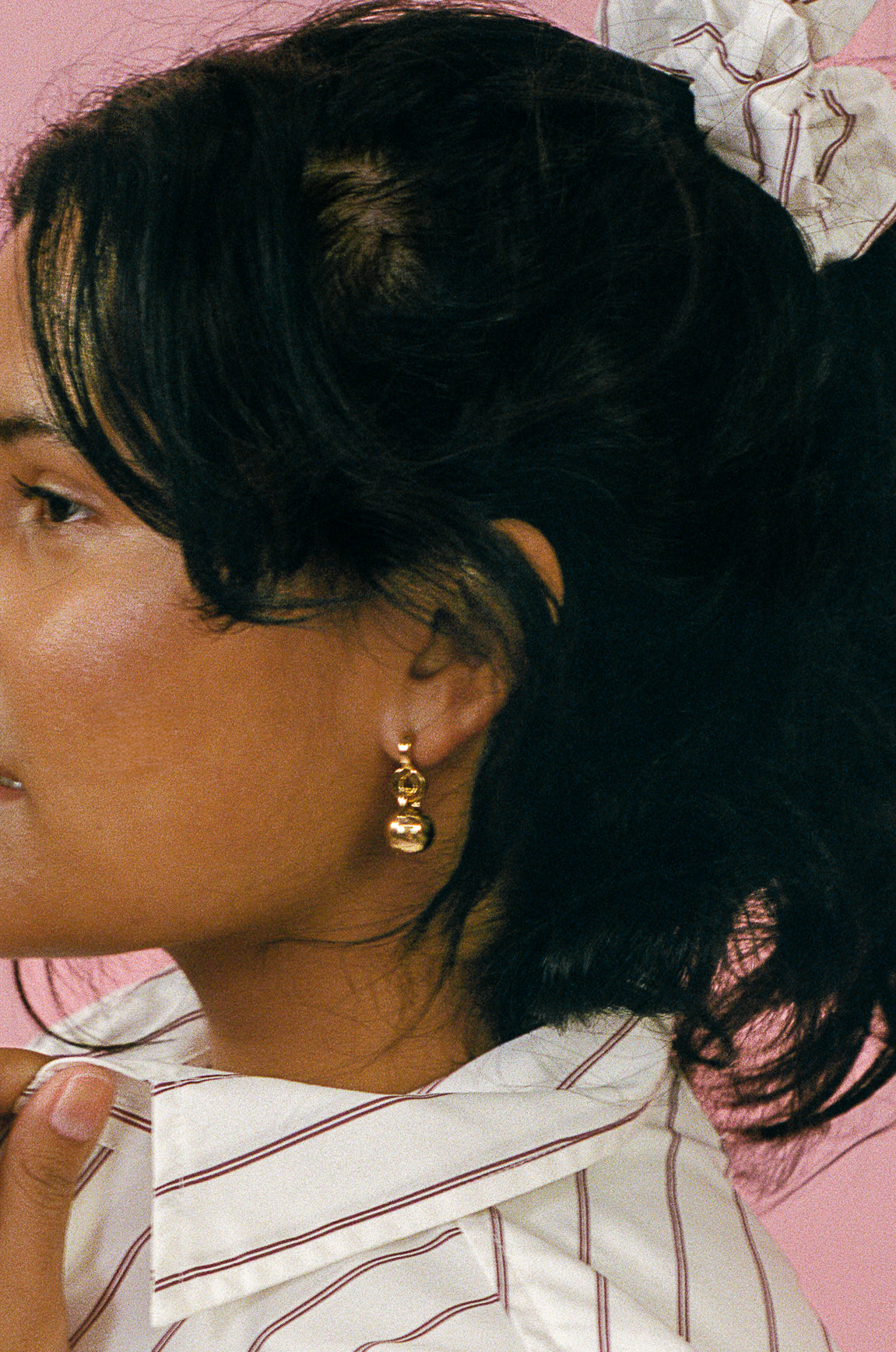 14k gold plated brass circular drop earrings