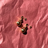 14k gold plated brass circular drop earrings