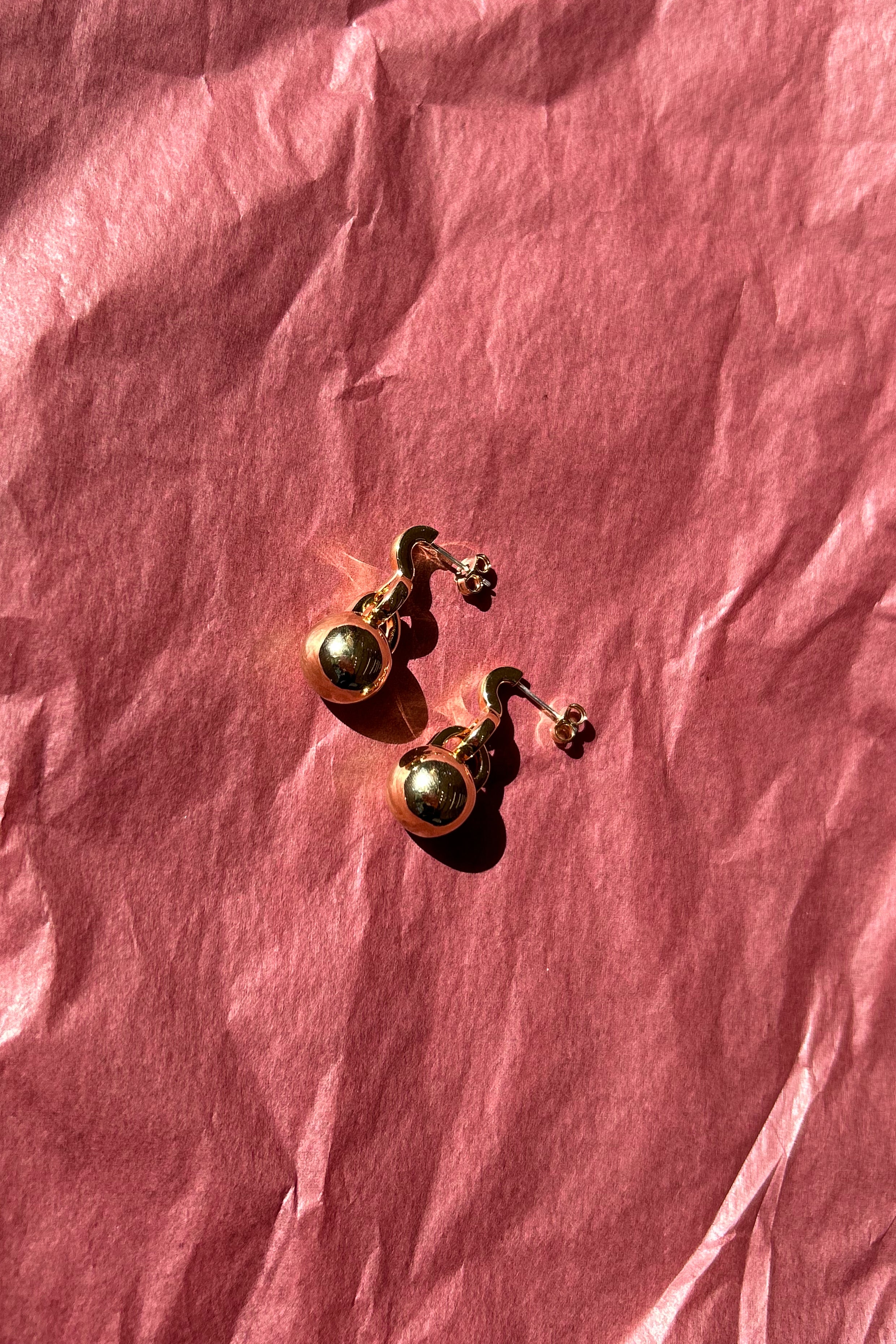 14k gold plated brass circular drop earrings