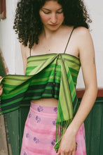 Load image into Gallery viewer, FRINGE TOP IN MULTI GREEN STRIPES