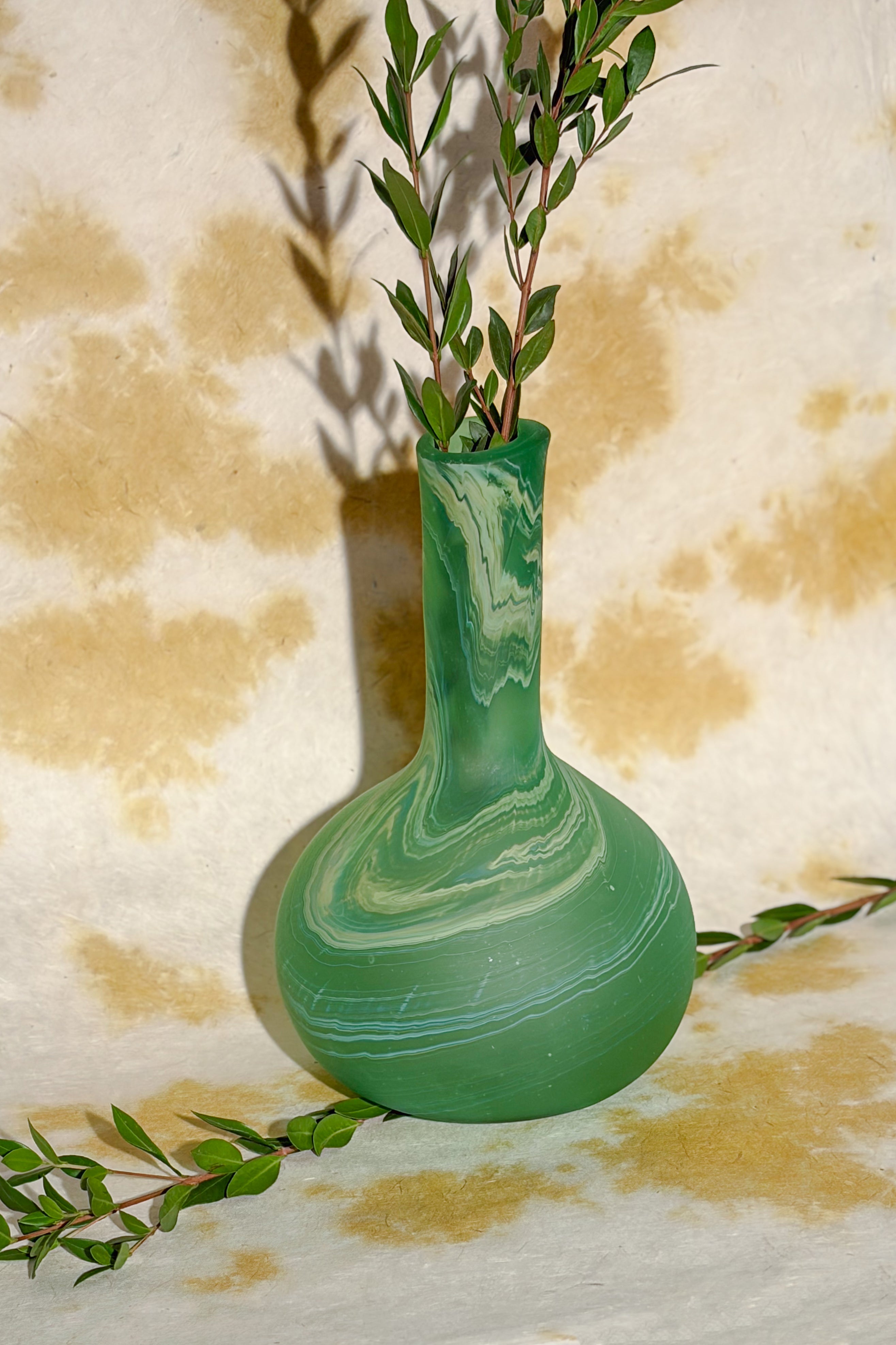 GREEN LARGE GLASS VASE MULTI