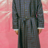 GHULAM COAT IN WORSTED WOOL CHECK PURPLE