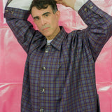 GHULAM COAT IN WORSTED WOOL CHECK PURPLE