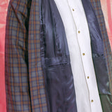GHULAM COAT IN WORSTED WOOL CHECK PURPLE