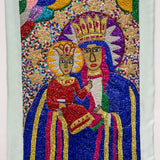 hand beaded sequinned mother and child drapeau