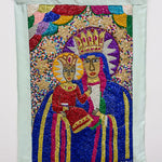 hand beaded sequinned mother and child drapeau