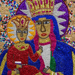 hand beaded sequinned mother and child drapeau