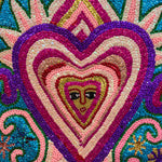 hand beaded sequinned heart with feminine spirit drapeau