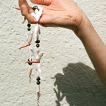 pearl coral silk strung dragonfly choker necklace