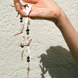 pearl coral silk strung dragonfly choker necklace