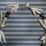 pearl coral silk strung dragonfly choker necklace