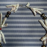 pearl coral silk strung dragonfly choker necklace