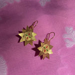 hand painted gold plated silver sun halo earrings