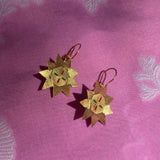 hand painted gold plated silver sun halo earrings