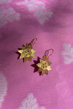 Load image into Gallery viewer, hand painted gold plated silver sun halo earrings