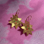 hand painted gold plated silver sun halo earrings