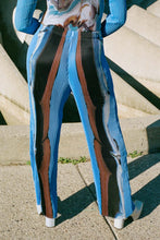 Load image into Gallery viewer, polyester pleated straight leg silky smooth blue trouser