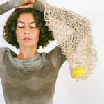 cream cotton netted beaded bell hand bag