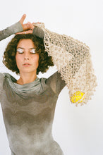 Load image into Gallery viewer, cream cotton netted beaded bell hand bag