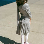 grey viscose elastane fitted drape mini dress