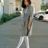 grey viscose elastane fitted drape mini dress