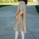 grey viscose elastane fitted drape mini dress